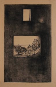 Naturaleza y Vida en Carboncillo. Naturaleza y Vida en Carboncillo. Obra de arte Original de Andrés Alfonso en carboncillo-naranja