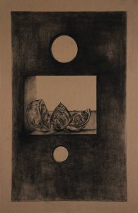 Naturaleza y Vida en Carboncillo. Obra de arte Original de Andrés Alfonso en carboncillo-naranja