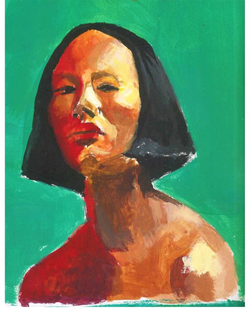 andres alfonso retrato femenino perfil verde