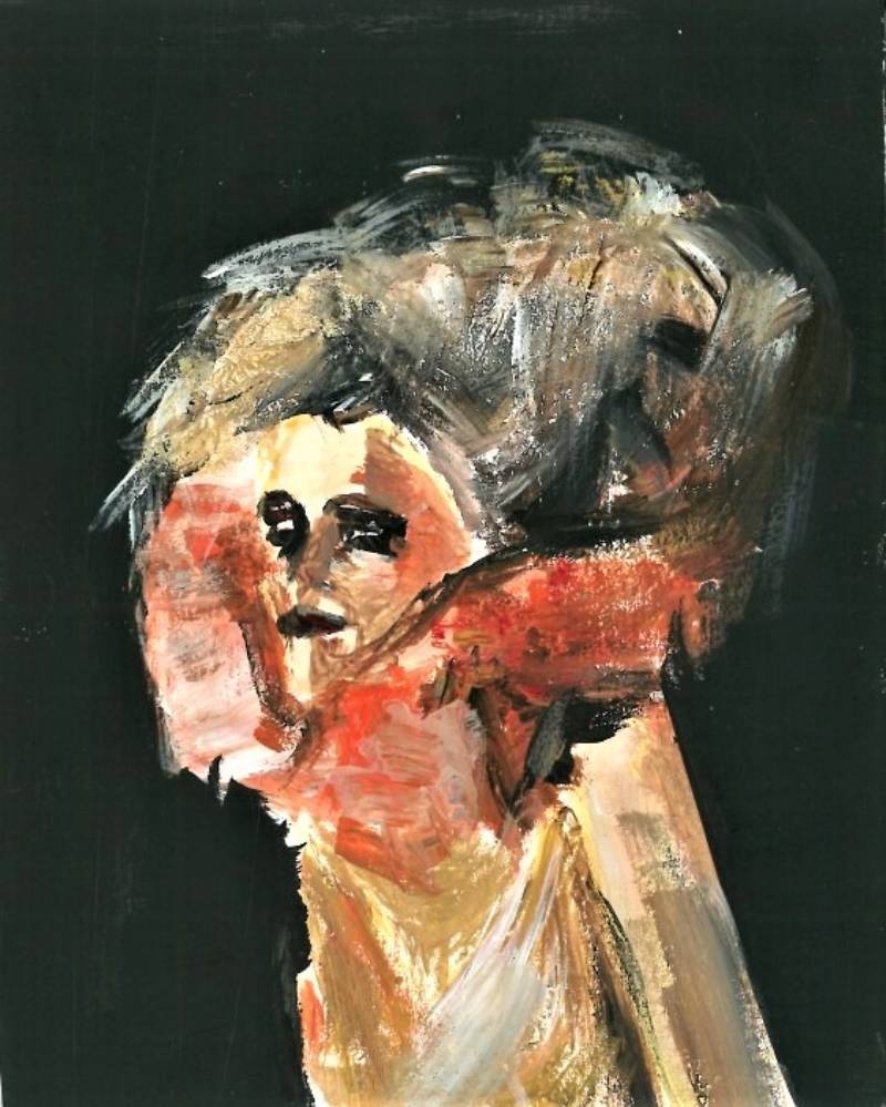 Estudio de retrato con pincelada suelta y texturas empastadas, exploración de color y forma.
