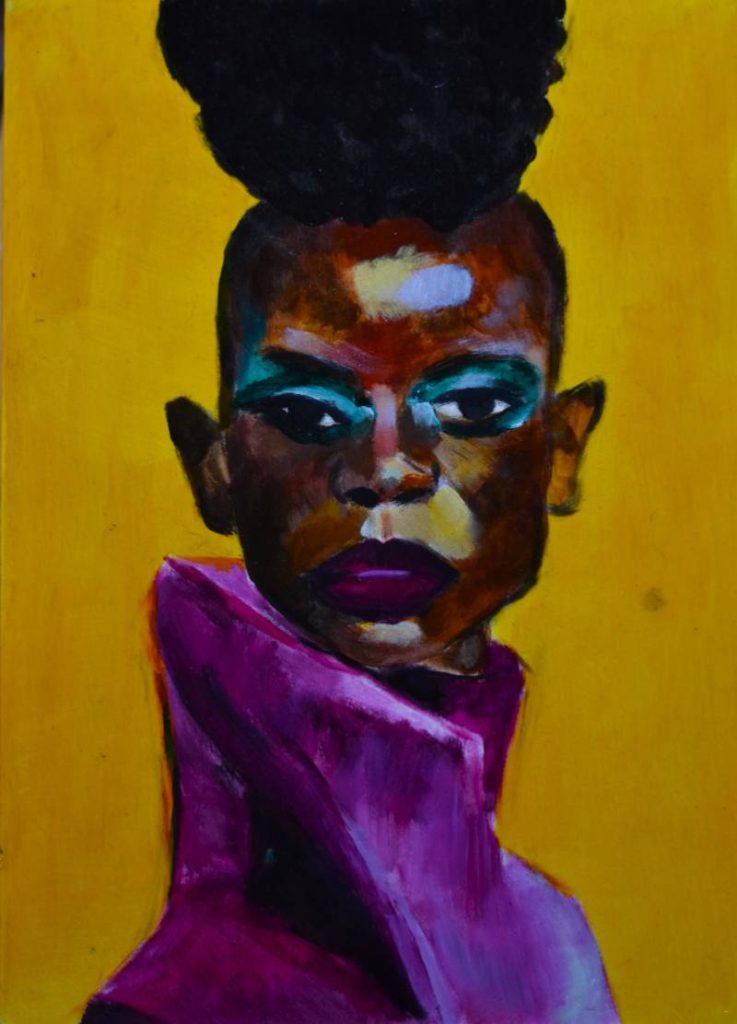 retrato etnico tonos purpura