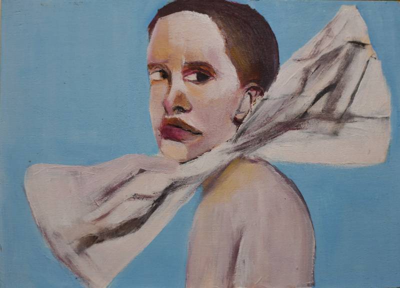 retrato femenino telas blancas estilo